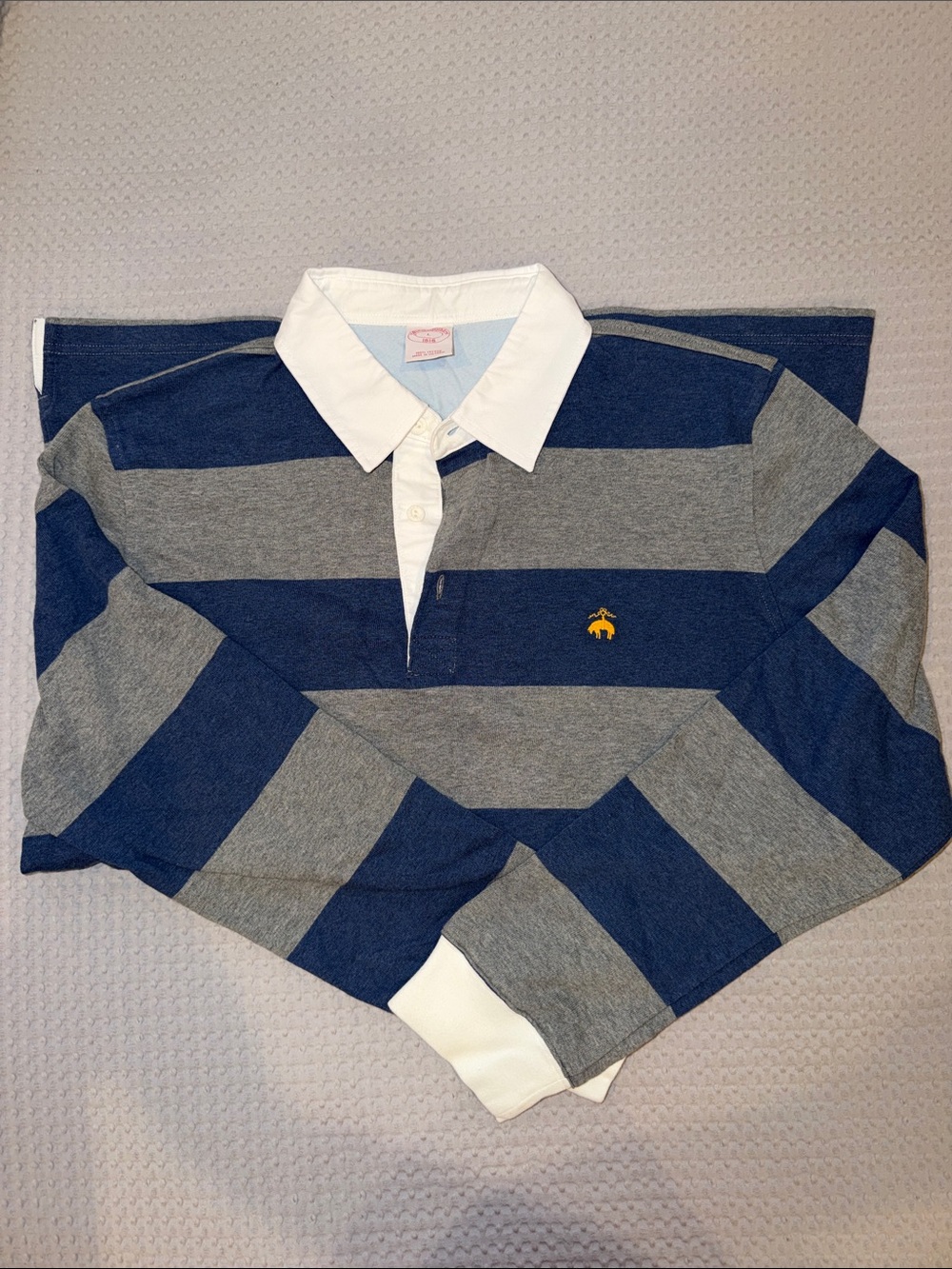 Brooks Brothers Blue & Gray Striped V-Neck Rugby top